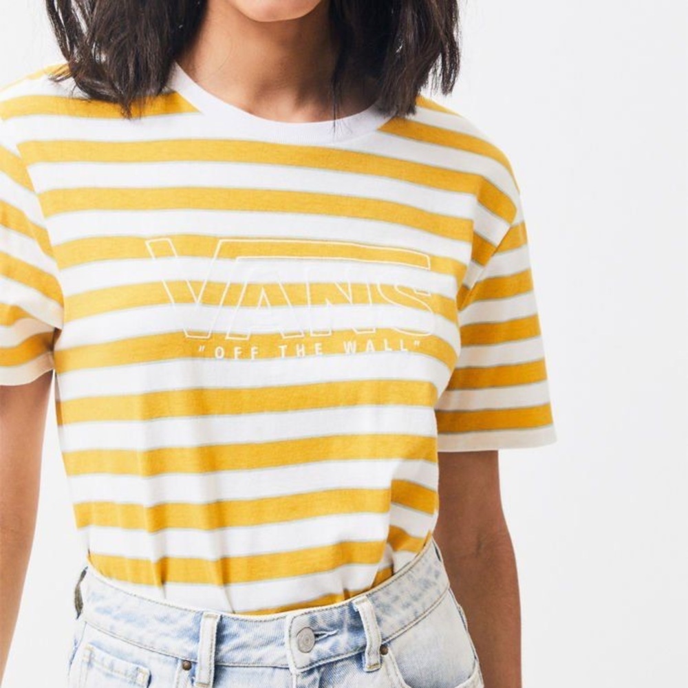 Yellow and White Striped Vans T Shirt